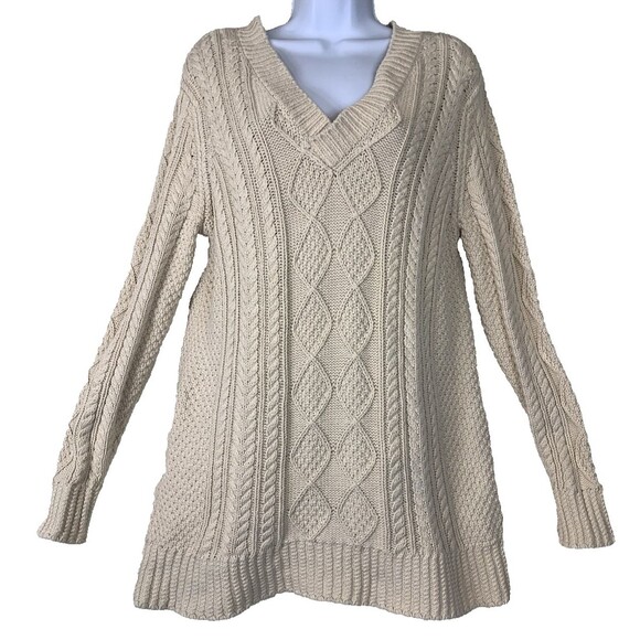 L.L. Bean Sweaters - LL Bean Signature Women's Size M Sweater Cotton Fisherman Cable Knit Tan EUC